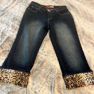 Lazer jeans with leopard trim. Size 11